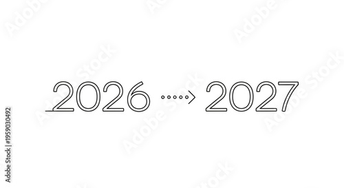 Transitioning from 2026 to 2027 with a dotted arrow, symbolizing progress and future.
