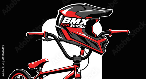 BMX Pro Series: Bold Graphic Depicting Bike and Protective Gear in Striking Color Scheme