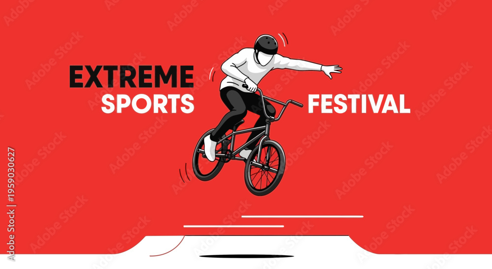 Obraz premium Bold Extreme Sports Festival Event Poster With Bmx Rider