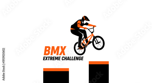 Bmx Rider Performing A Jump In An Extreme Challenge Competition With Bold Text