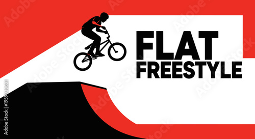 Bold Flat Freestyle BMX Rider Silhouette Leaping From Ramp