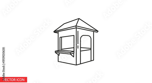 Vector Icon of a Small Booth or Kiosk with Serving Window