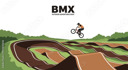 BMX Rider Performing Stunt in a Dirt Park During a Sunny Day Adventure