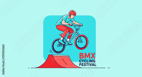 BMX Rider Performing Stunt at Cycling Festival with Dynamic Style and Vibrant Colors