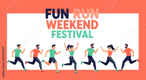Captivating Fun Run Weekend Festival Event Illustration Dynamic People Running