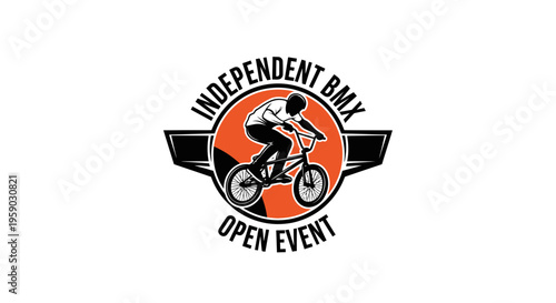 Bold BMX Bicycle Rider In Dynamic Action Logo Design