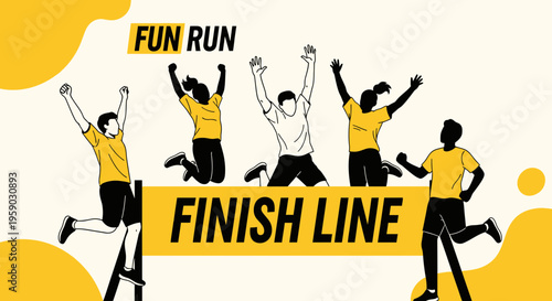 Celebration At The Finish Line Of A Fun Run