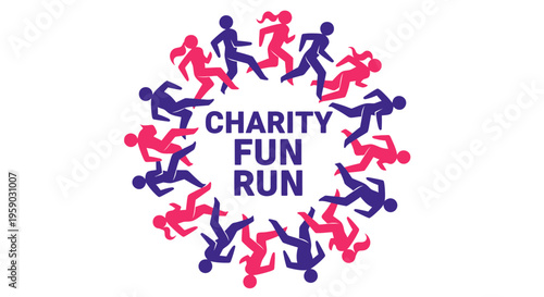 Charitable Community Event Depicting People Running a Fun Run For a Good Cause