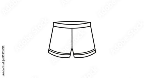 Simple Line Drawing of Boxer Shorts, Minimalist Icon, Underwear Outline