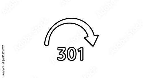 301 Redirect Arrow Icon, Web Development Concept, SEO Symbol