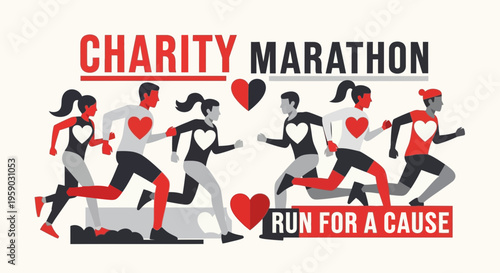 Charity Marathon Run For A Cause Event With Diverse Runners