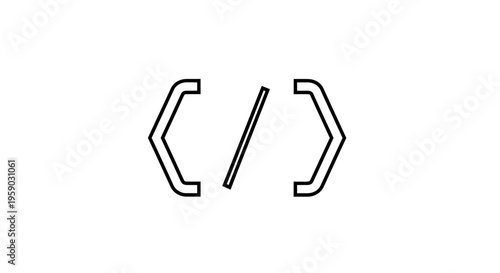 Abstract Code Symbol, Programming Brackets and Slash, Technology Concept