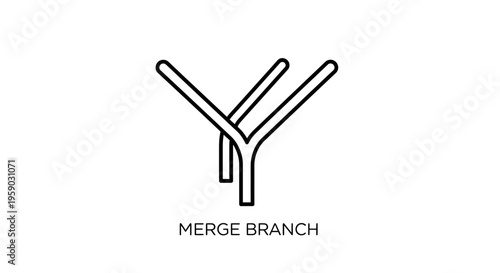 Abstract merge branch icon, symbol for connection, growth, and development