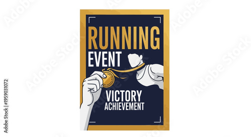 Champion Runner Receives Gold Medal Victory Achievement