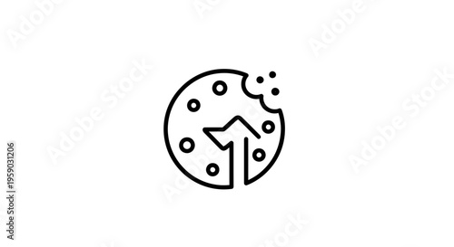 Bitten Cookie with Upward Arrow Icon - Business Growth and Success Concept
