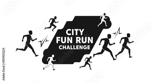 City Fun Run Challenge Abstract Silhouette Design For Sports And Fitness Event