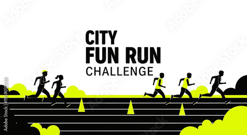 City Fun Run Challenge: Dynamic Runners Compete in Energetic Race Against Time