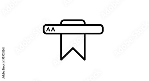 Bookmark icon with AA text, simple line art, symbol for bookmarking or tagging