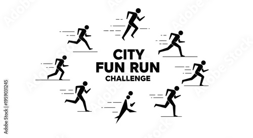 City Fun Run Challenge Dynamic Runners Graphic Abstract Sport Event