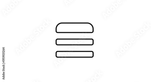 Burger Icon Outline, Fast Food Symbol, Hamburger Menu Button, Minimalist Design