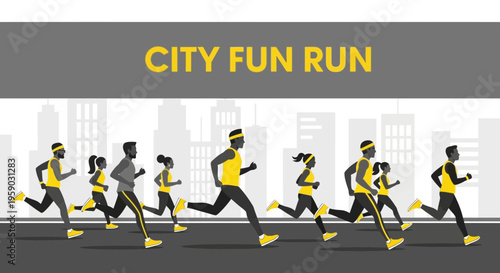 City Fun Run Event For All Ages Energetic Outdoor Activity