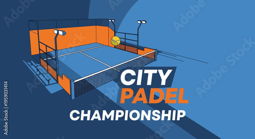 City Padel Championship Illustration Featuring Stadium Design and Modern Sports Theme Concept
