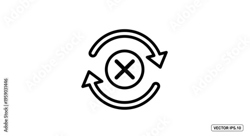 Circular Arrows with Cross Inside Icon: Refresh, Cancel, Error, Reload, Undo