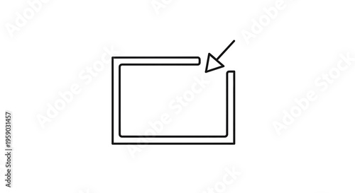 Close-up of a metal profile with an arrow indicating a gap or opening