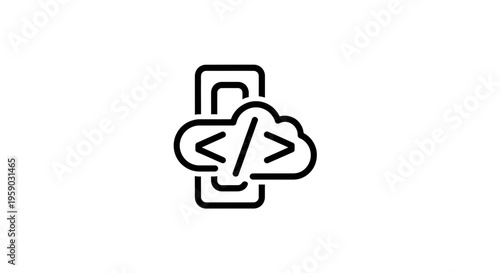 Cloud Coding Icon on Smartphone Screen - Mobile App Development and Technology Concept