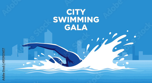 City Swimming Gala Celebration Dynamic Aquatic Athlete Motion