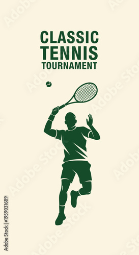 Classic Tennis Tournament Action Silhouette