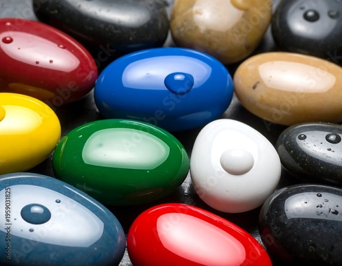 Colorful Polished Stones - A Vibrant Collection of Smooth Gems.