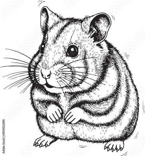 Hamster, hand drawn simple sketch vector illustration