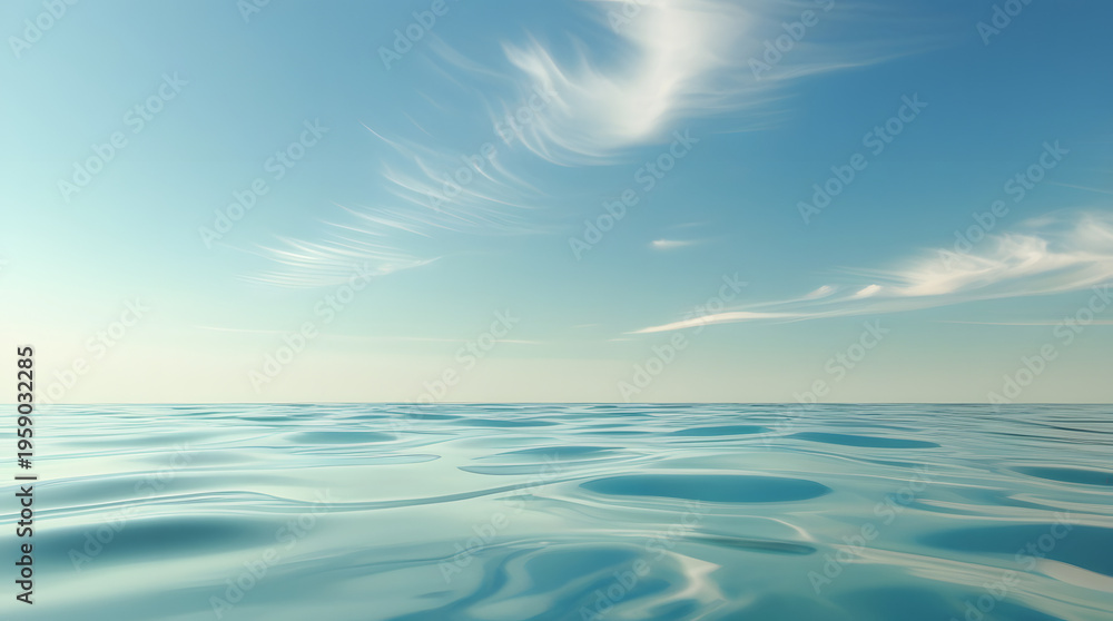 Obraz premium Serene Water Ripples Reflecting Blue Sky with Soft Minimal Composition