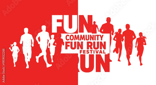 Community Fun Run Festival Vibrant Silhouettes Of Runners Celebrating