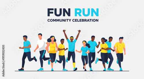 Community Run Event: Celebrating Togetherness and Fitness with Colorful People Running