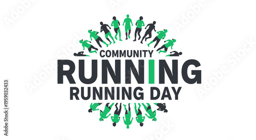 Community Running Day Celebration: A Vibrant Logo Illustrating Group Fitness and Wellness