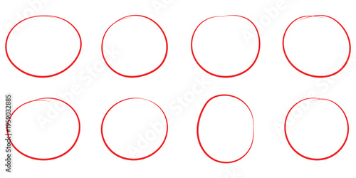 Doodle and scribble ellipses collection. Rough highlight circles set. Vector illustration.