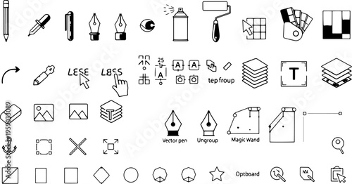 Collection of various design and editing icons.