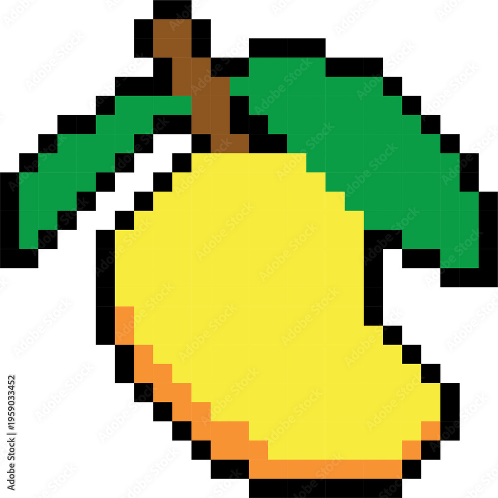 Fototapeta premium vector pixel art fruit strawberry watermelon raspberry pomegranate peach orange pear mango lime grape fig lemon cranberry cherry blueberry cantaloupe blackberry avocado apple