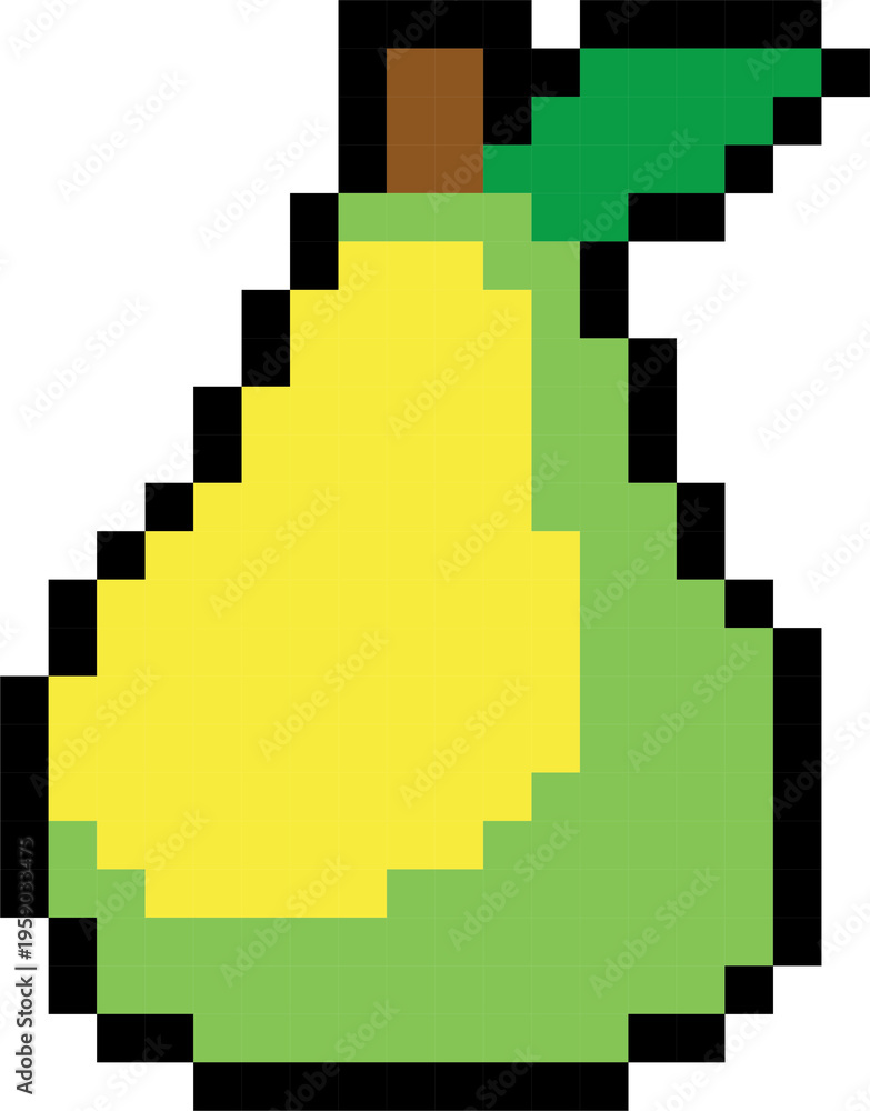 Fototapeta premium vector pixel art fruit strawberry watermelon raspberry pomegranate peach orange pear mango lime grape fig lemon cranberry cherry blueberry cantaloupe blackberry avocado apple