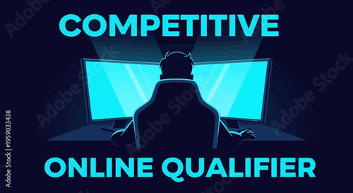 Competitive Online Gaming Event: Qualifier Tournament With Modern Digital Screens Display