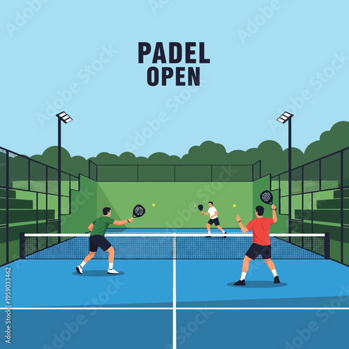 Competitive Padel Tennis Match Outdoor Court Play Excitement Action