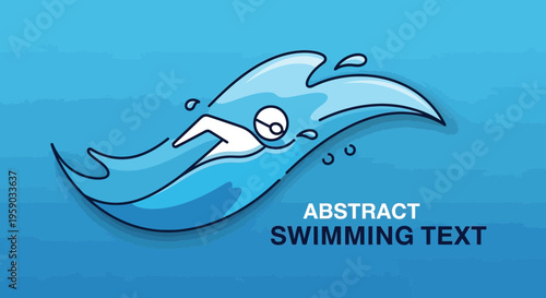 Conceptual Illustration of Swimming in Water with Abstract Artistic Elements