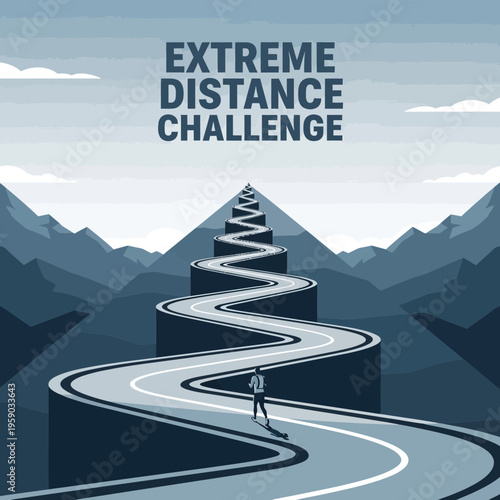 Conceptual Illustration: Reaching the Summit, Extreme Distance Challenge, Perseverance in Motion