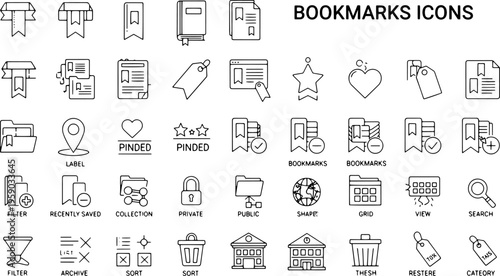 Collection of various web bookmarks icons.