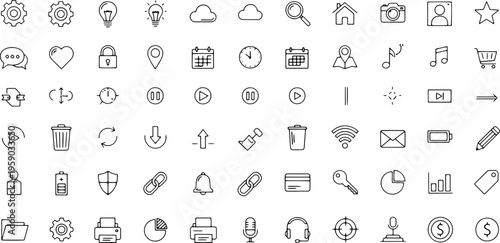 Collection of various web icons.