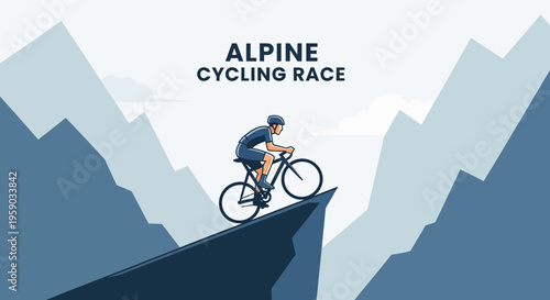 Cyclist Ascending Steep Terrain in an Alpine Race Demonstrating Endurance and Determination
