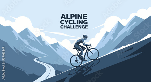 Cyclist Ascends Mountain Road During Alpine Cycling Challenge In Scenic Landscape