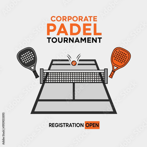 Corporate Padel Tournament Event With Registration Open Sign